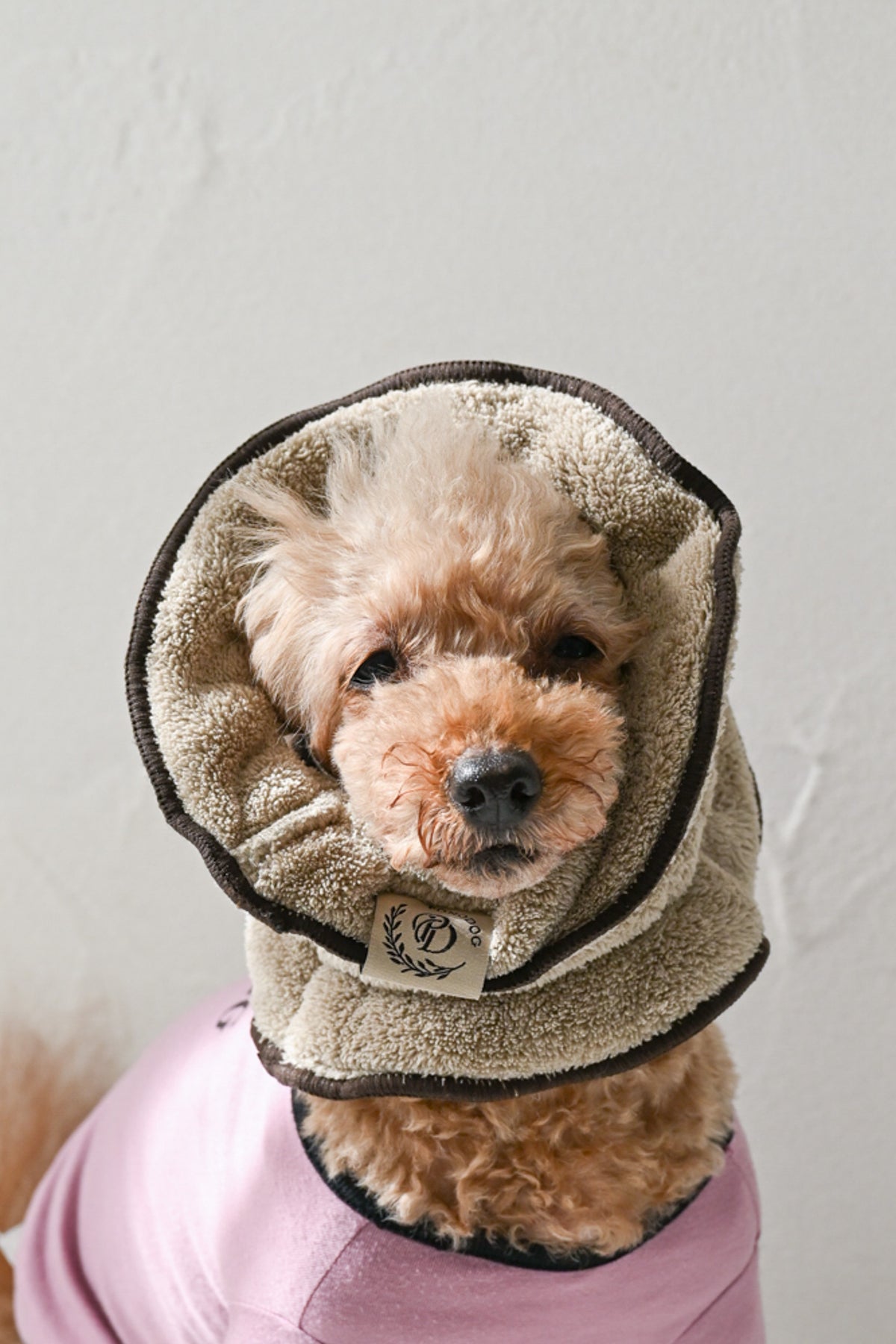 PONODOG Towel Snood（Coffee）｜ドライ時間を快適にする、吸水速乾マイクロファイバー犬用タオルスヌード