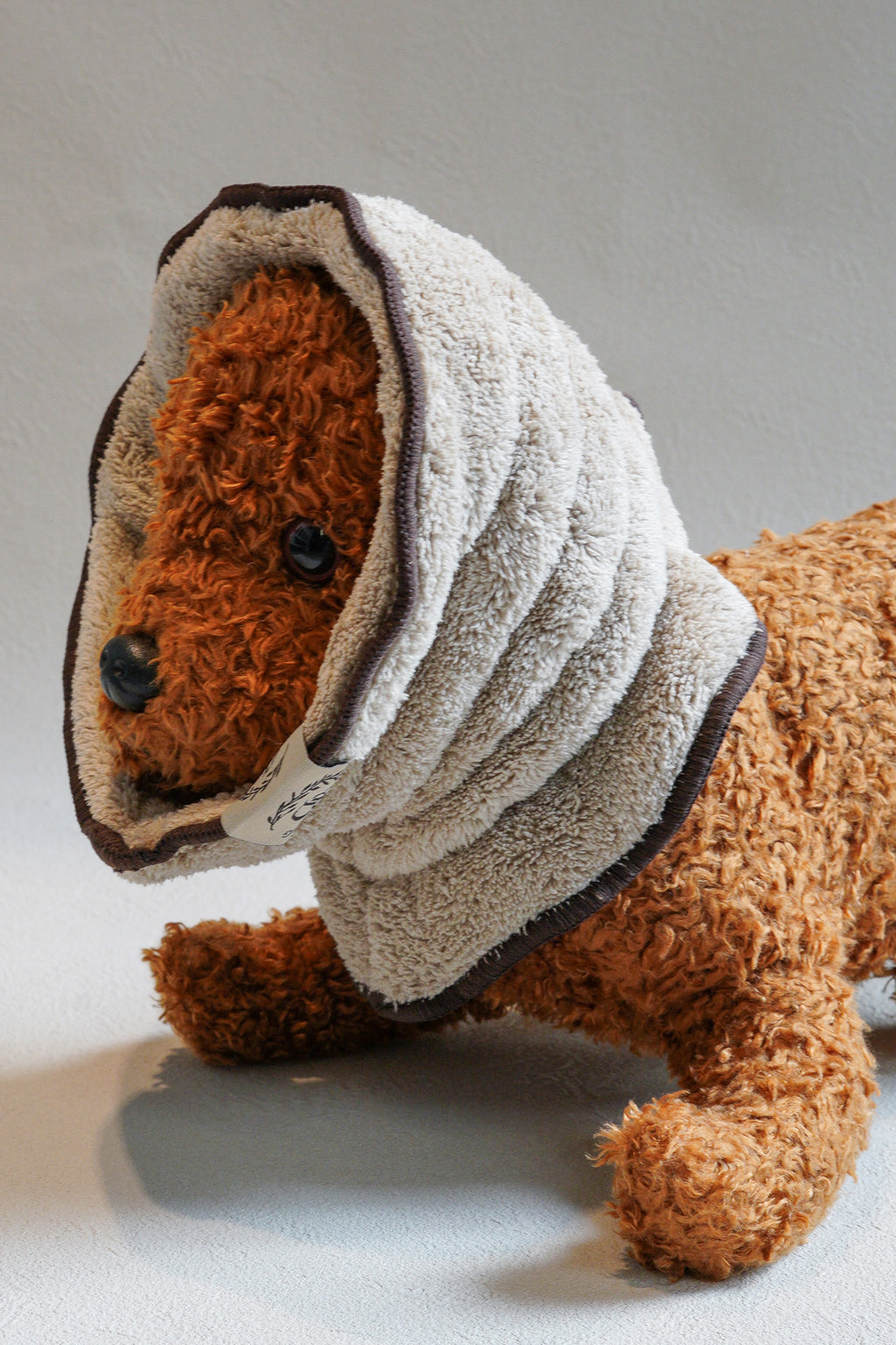 PONODOG Towel Snood（Coffee）｜ドライ時間を快適にする、吸水速乾マイクロファイバー犬用タオルスヌード