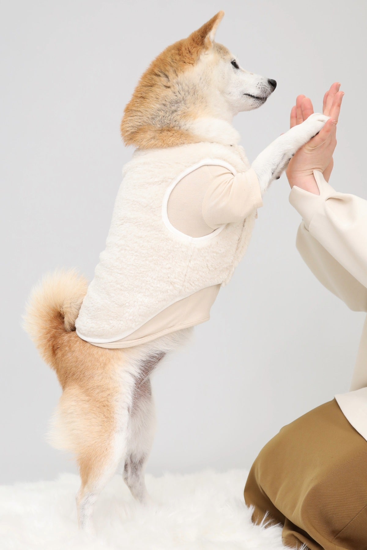 Puff Vest White｜犬 服 ボア ベスト ドッグウェア 冬 防寒