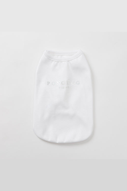 PONODOG Cooling Tee（ホワイト）｜上品な箔プリントをあしらった、日本製接触冷感犬用Tシャツ