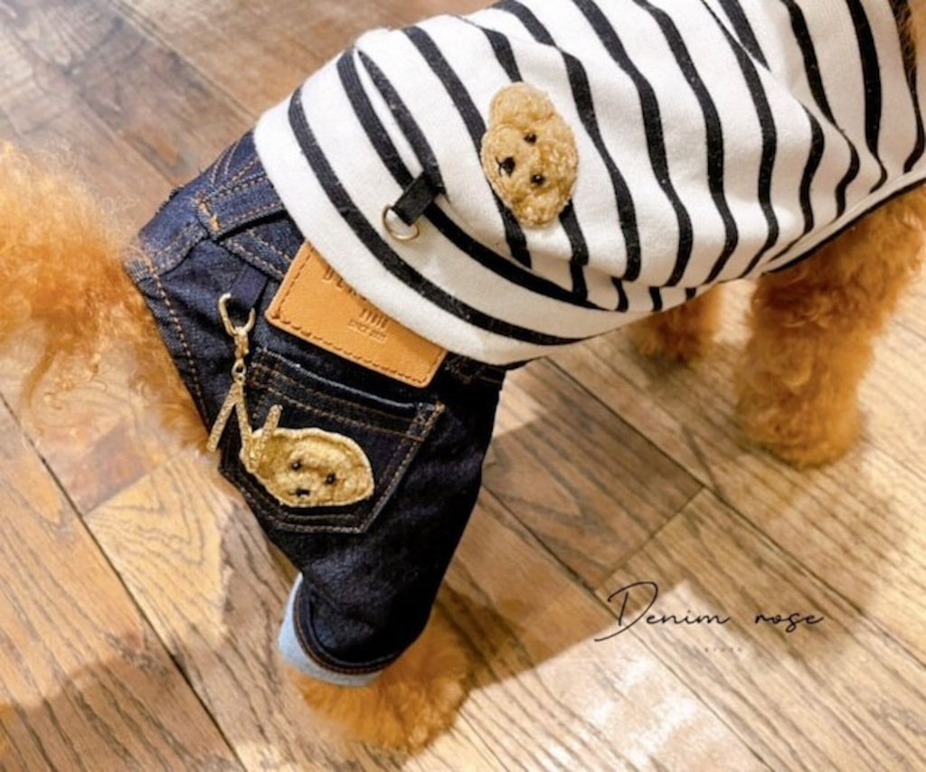 Denim Rose 袖なし太番手ワッペンボーダーノースリーブ